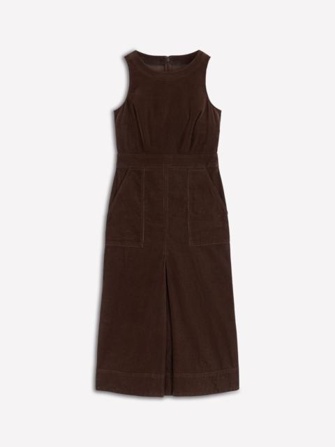 BODEN Ula Box Pleat Cord Midi Dress-Espresso