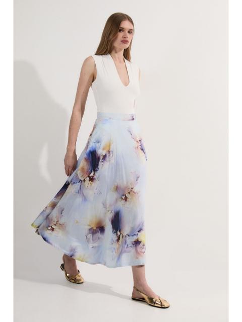 KAREN MILLEN Spring Floral Silk Cotton Woven Prom Skirt