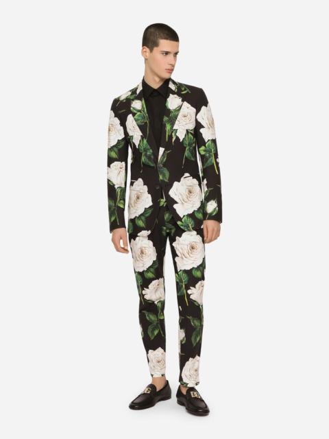 Dolce & Gabbana Rose-print cotton Taormina-fit suit