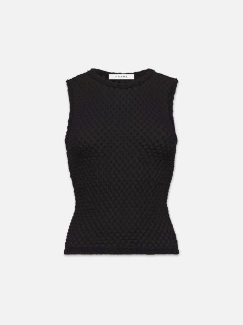 FRAME Sleeveless Mesh Lace Top in Noir
