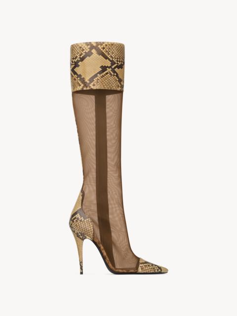 SAINT LAURENT 77 BOOTS IN MESH AND PYTHON