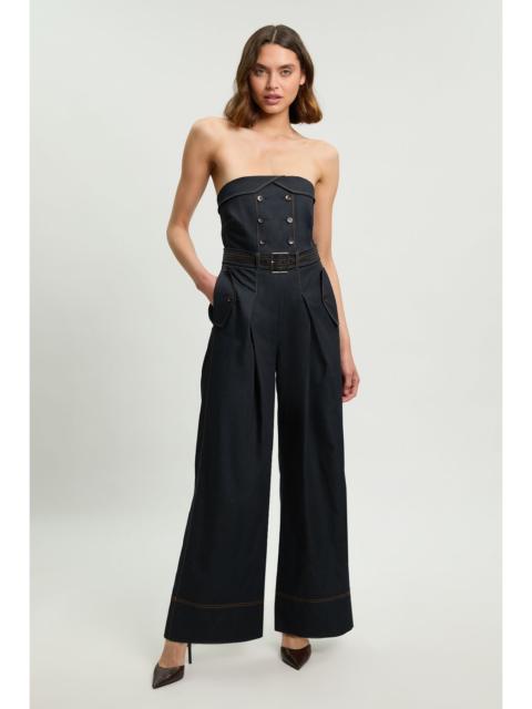 KAREN MILLEN Petite Tailored Denim Trench Bandeau Jumpsuit