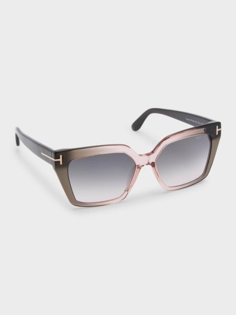 Transparent Two-Tone Acetate Cat-Eye Sunglasses