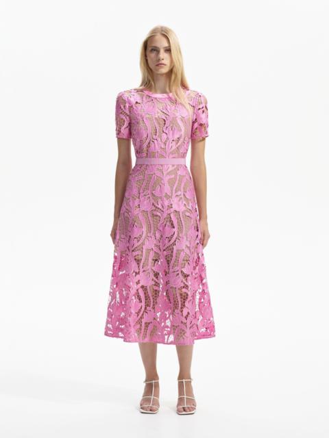self-portrait Pink Lace Midi Dress