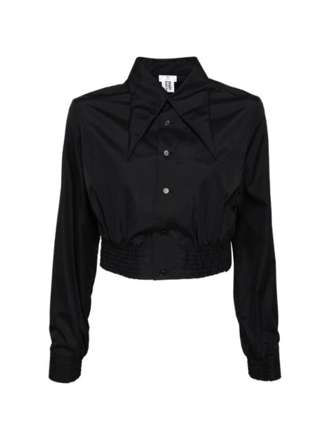 oversized collar cropped shirt