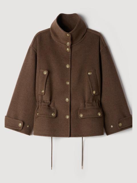 Sandro DOUBLE-FACED STANDING COLLAR COAT