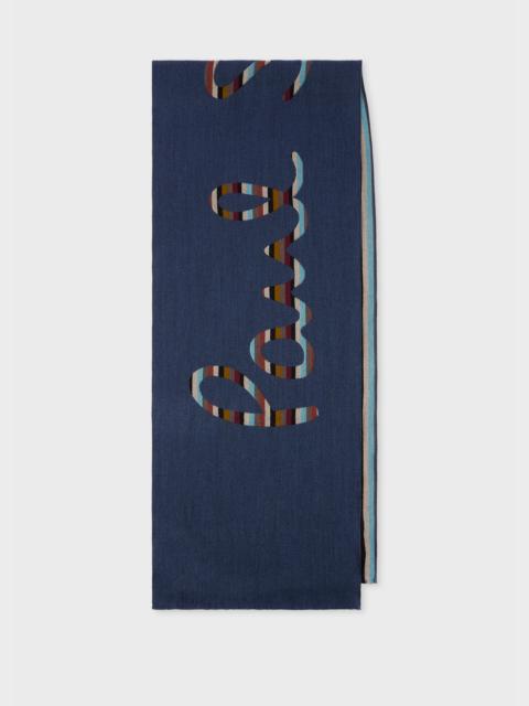 Paul Smith Navy 'Multistripe Signature' Wool Scarf
