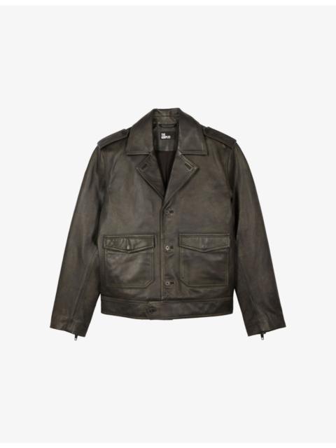 The Kooples Side-Pocket Zipped-Cuff Leather Jacket