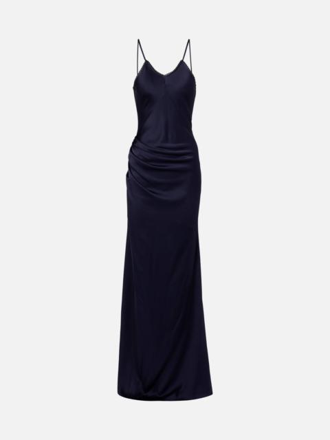 Victoria Beckham Lace-trimmed satin maxi dress