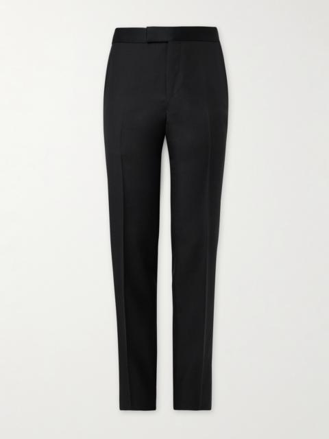 ZEGNA Straight-Leg Satin-Trimmed Wool and Mohair-Blend Tuxedo Trousers