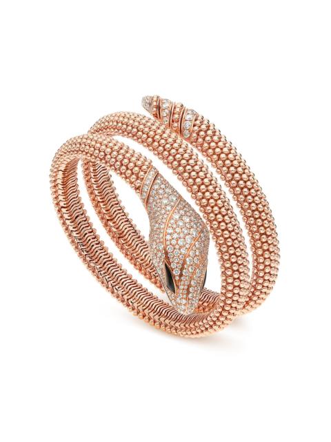BVLGARI Women's Serpenti 18K Rose Gold, 3.13 TCW Diamond & Onyx Spiral Bangle Bracelet - Rose Gold