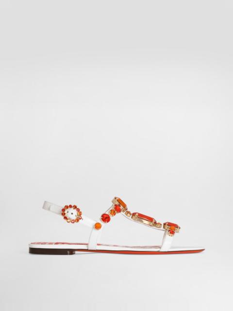 Dolce & Gabbana Patent leather sandals with embroidery