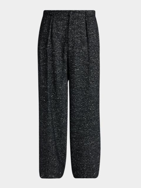 Dolce & Gabbana Men's Wool-Blend Speckled Wide-Leg Trousers