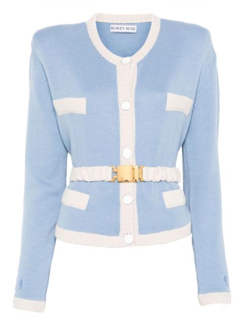 ROWEN ROSE two-tone belted cardigan