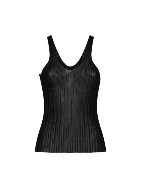 KHAITE Black ribbed viscose knit Val top