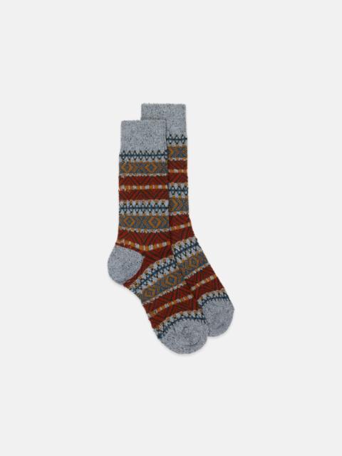 J. PRESS MID-GREY FAIR ISLE WOOL SOCKS