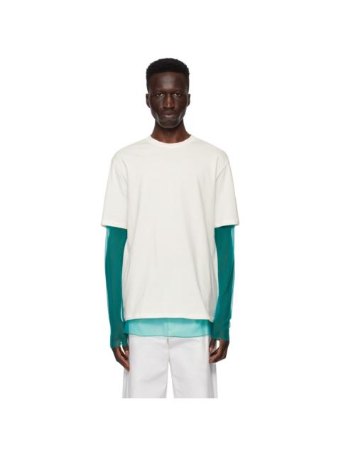 Off-White & Blue Layered Long Sleeve T-Shirt