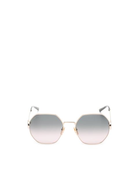 GUCCI Interlocking G crystal-embellished geometric-frame sunglasses