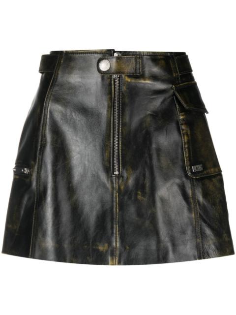 GCDS Biker leather cargo miniskirt