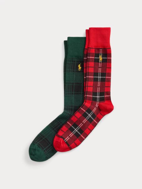 Polo Ralph Lauren Plaid Cotton-Blend Trouser Sock 2-Pack