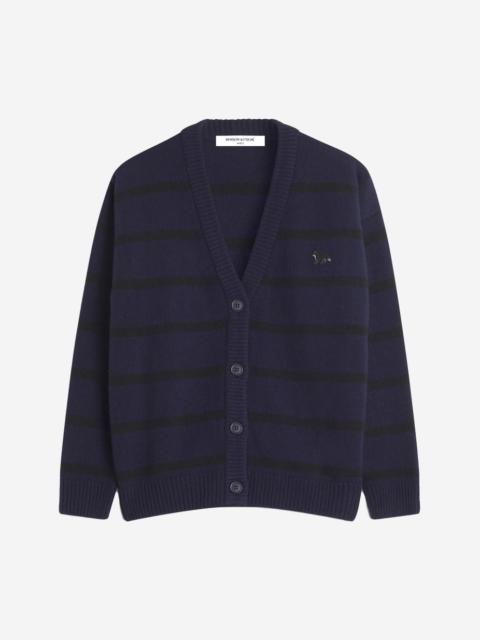 Maison Kitsuné FESTIVE PEARLED PROFILE FOX PATCH STRIPPED CARDIGAN