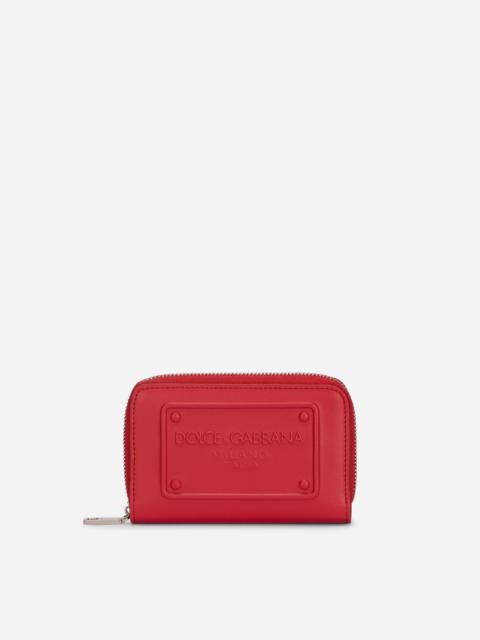 Dolce & Gabbana Small zip-around wallet in calfskin with raised logo