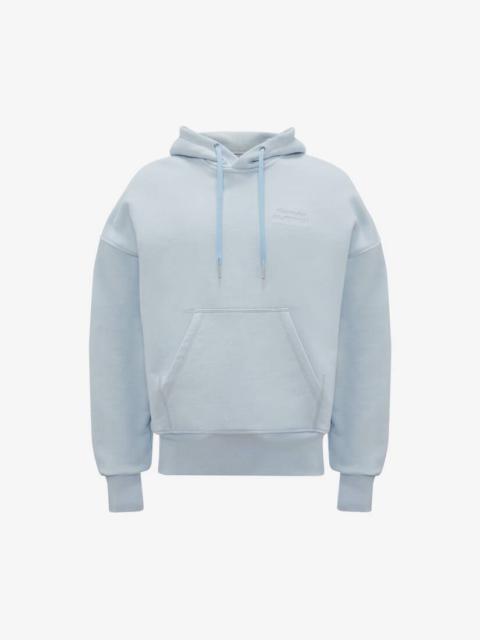 Alexander McQueen Men's McQueen Signature Hooded Sweatshirt in Spring Blue