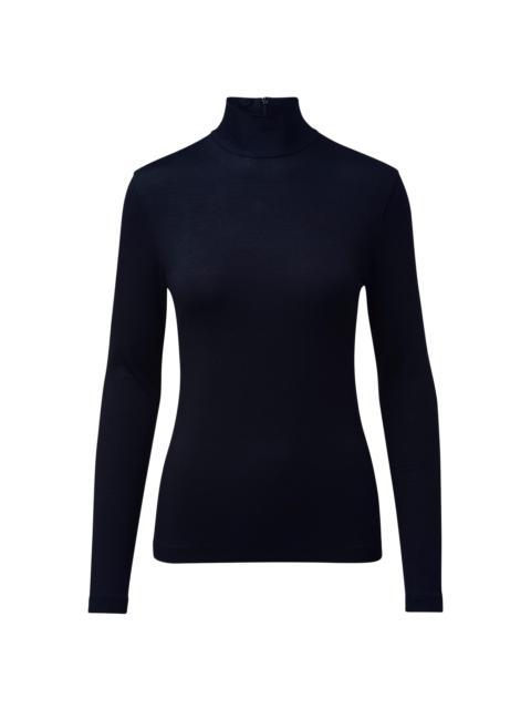 AKRIS Women's Turtleneck Back Zip Top - Black