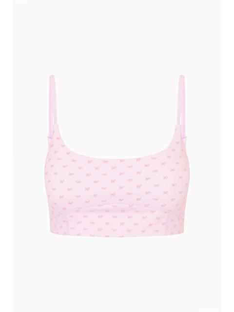 LoveShackFancy Cadelle Velvet Flock Bow Sports Bra