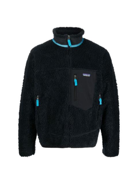 logo-patch zip-up fleece jacket