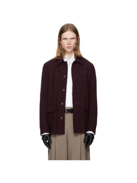 Dries Van Noten Burgundy Wool Bouclé Jacket