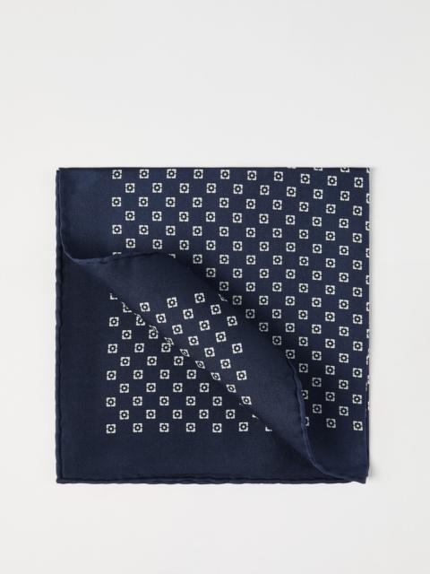 Brunello Cucinelli Silk pocket square with squares pattern
