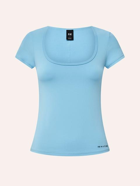 P.E NATION FOUNDATION SCOOP SHORT SLEEVE TOP IN ALASKAN BLUE