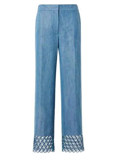 AKRIS Women's Marlon Embellished Washed-Denim Straight-Leg Pants - Medium Blue Denim