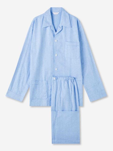 Derek Rose Men's Classic Fit Pyjamas Arran 24 Brushed Cotton Blue