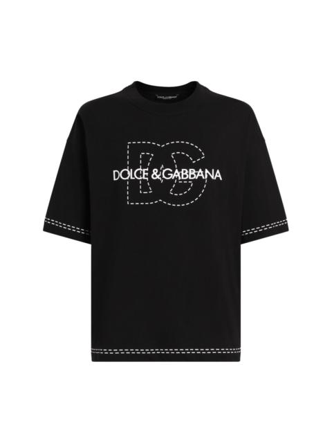 【Dolce & Gabbana】3Dパッチ付きコットンラウンドネックTシャツ Dolce & Gabbana】3Dパッチ付きコットンラウンドネックTシャツ