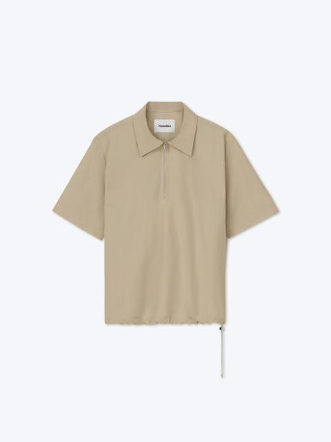 MARVIN - Tech-poplin polo shirt - Pebble