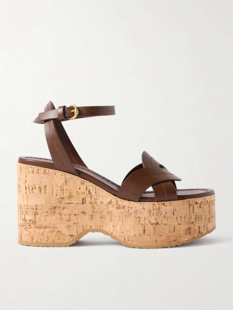105 leather platform sandals Brown