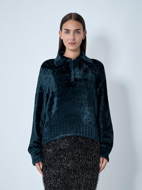 LACOSTE Velour Polo Sweater