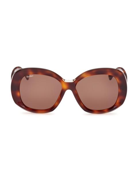 Max Mara Women's 55MM Round Sunglasses - Dark Havana Brown