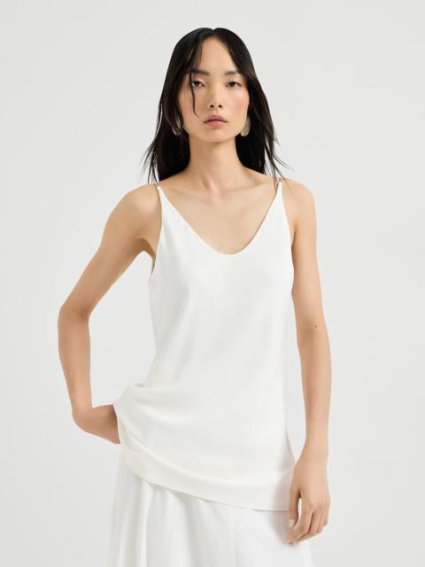 Sablé silk crêpe top with shiny strap