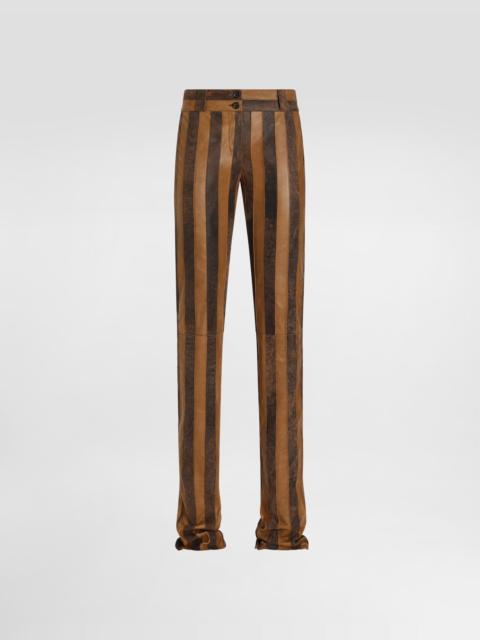 Dolce & Gabbana Nappa leather trousers with striped print