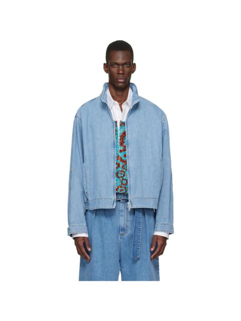 Dries Van Noten Blue Zip Denim Jacket