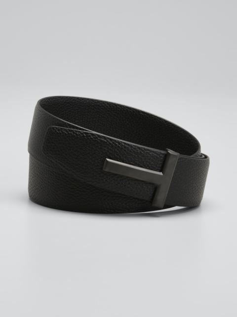 TOM FORD Men's Reversible T-Buckle Leather Belt, 40mm