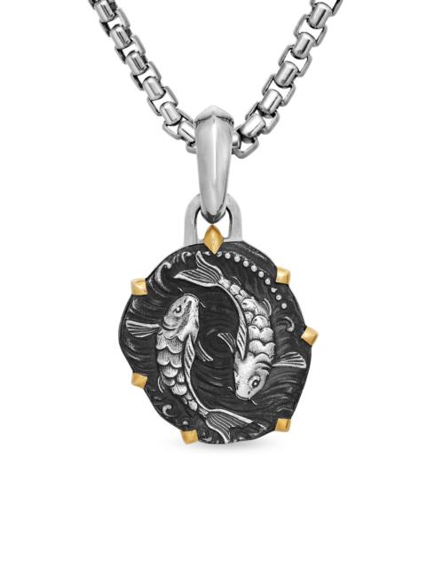 DAVID YURMAN Men's Pisces Amulet in Sterling Silver with 18K Yellow Gold, 33mm - Pisces