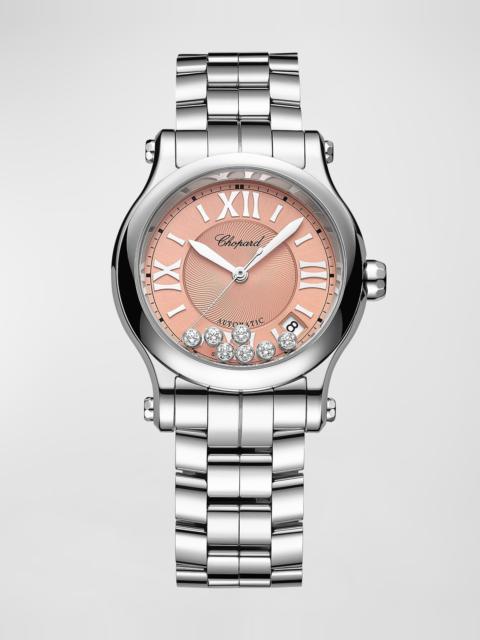 Chopard Happy Sport 36mm Stainless Steel Diamond & Pink Dial Watch