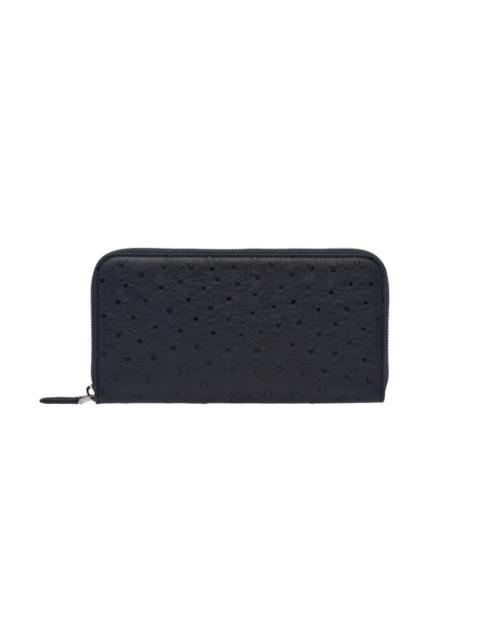 Prada Ostrich Leather Zip Around Wallet