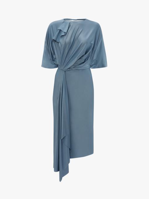Victoria Beckham Cape Sleeve Cut Out Dress in Stone