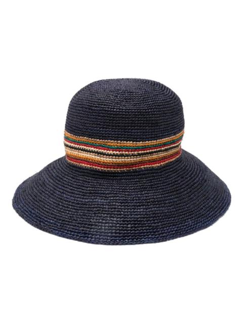 Ribbon-detail straw fedora hat
