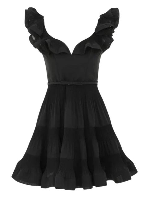 frill-pleated mini dress